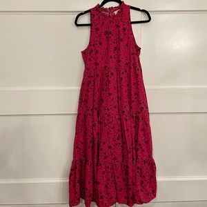 Magenta Floral Midi Dress!